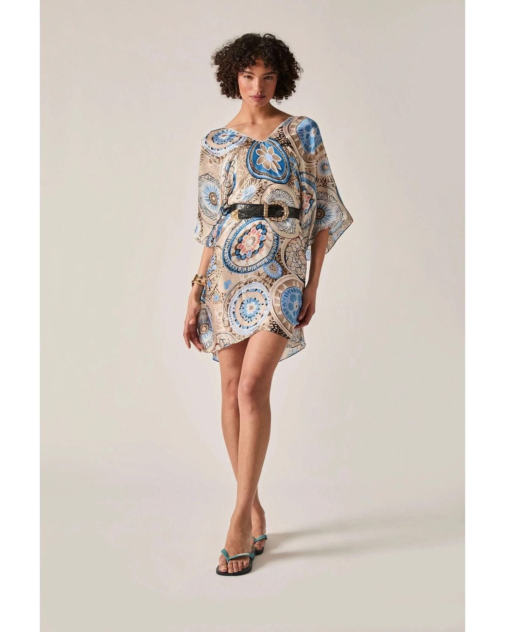 James Lakeland Blue Mandala Print Kaftan