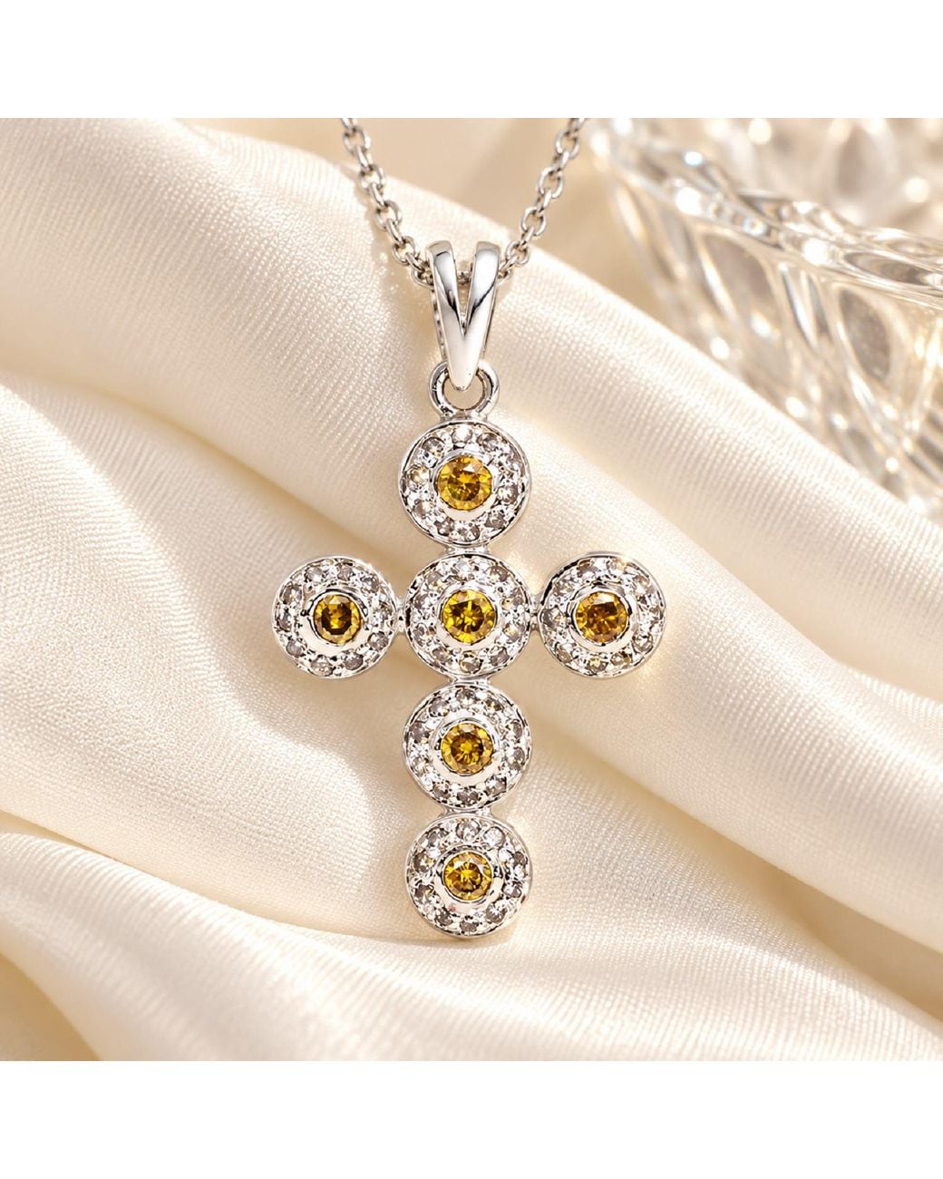 Artisan Metallic 18K Colored Diamond Cross Pendant