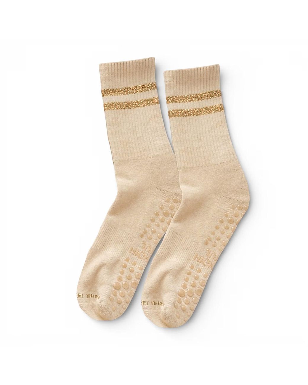 HIGH HEEL JUNGLE by KATHRYN EISMAN Natural Varsity Grip Socks