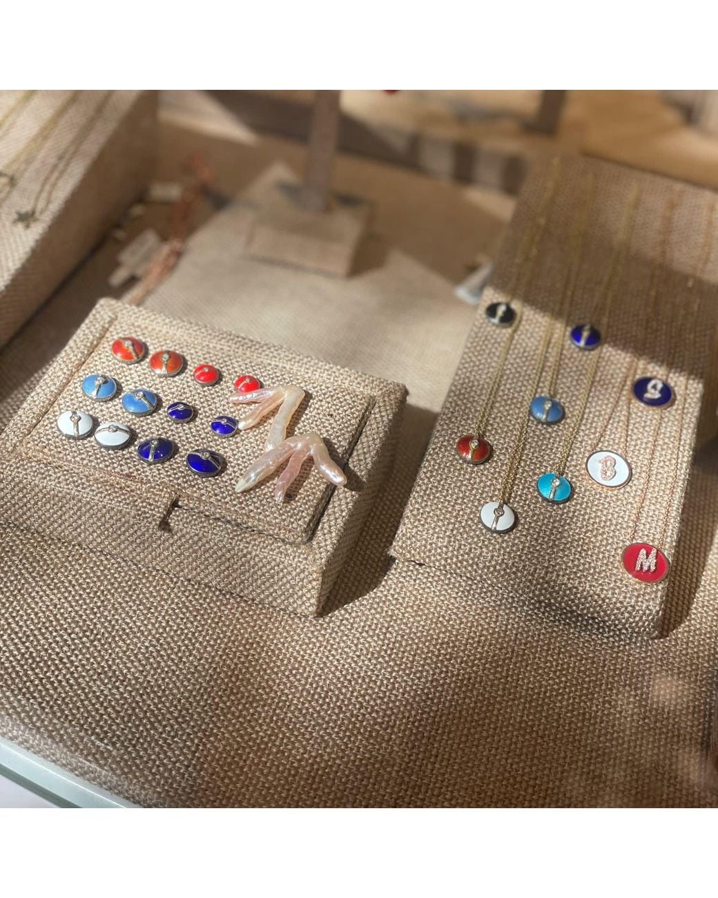 Ecce | Artisan Diamonds White Enamelled Mini Diamond Buttons 14K Solid Necklace