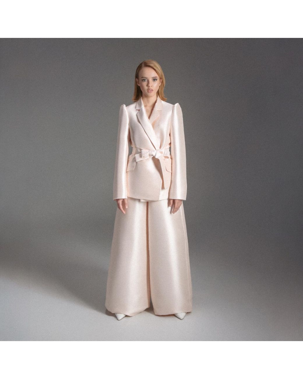Madebyza Pink Blush Tailored Blazer With Belted Waist