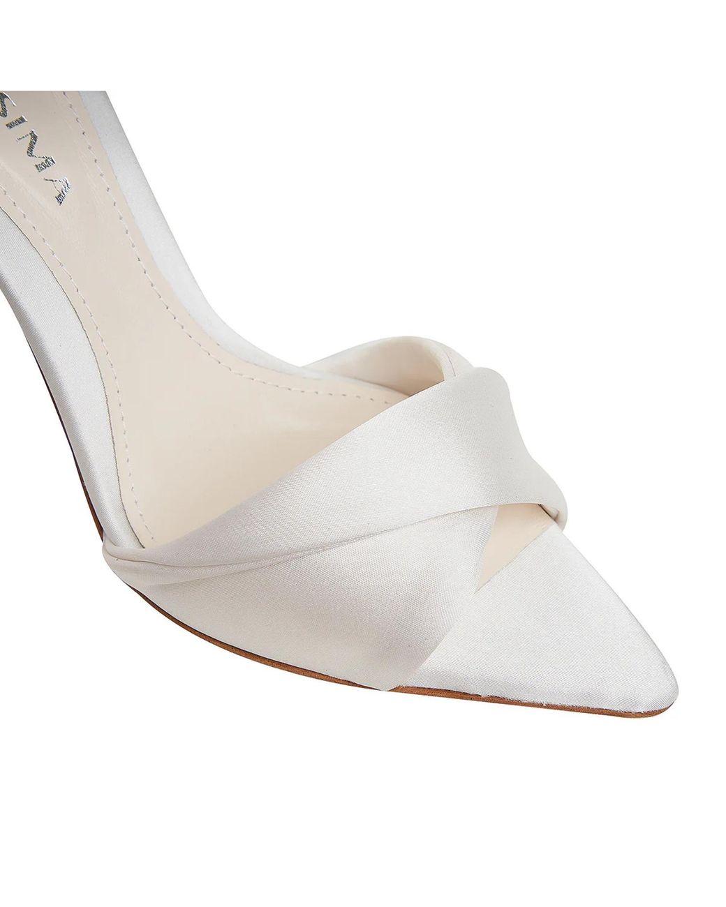 Ginissima White Cleo Satin Sandals, Pointed Toe