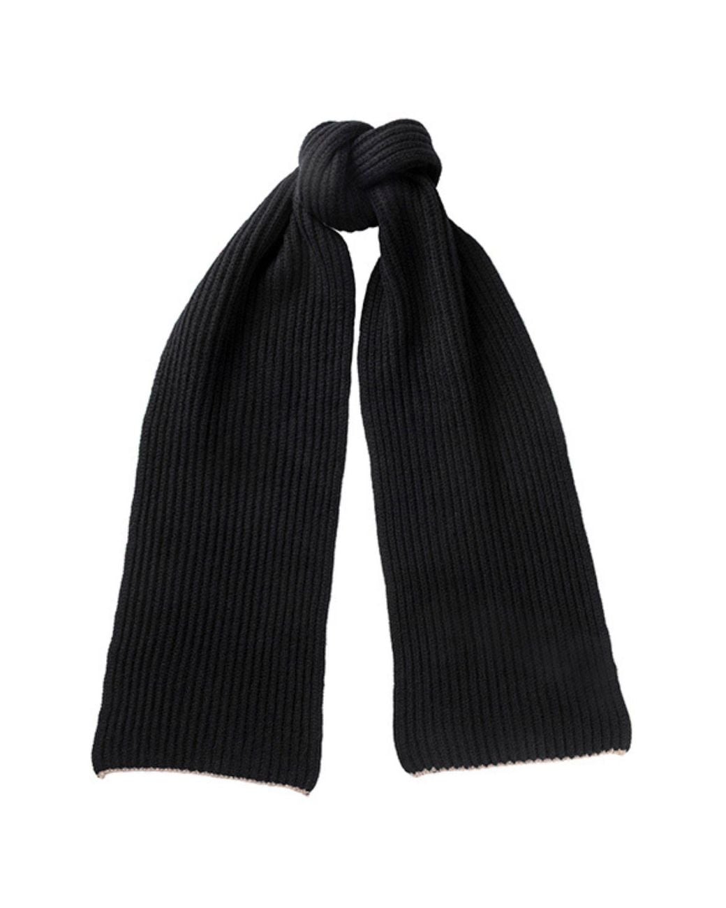 Kinalba Black Neutrals Gents Chunky Ribbed Cashmere Scarf for men