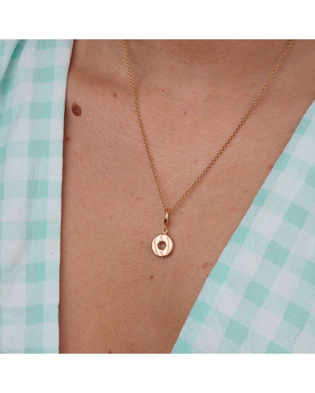Lily Charmed Metallic Plated Party Ring Biscuit Charm Necklace With Enamel