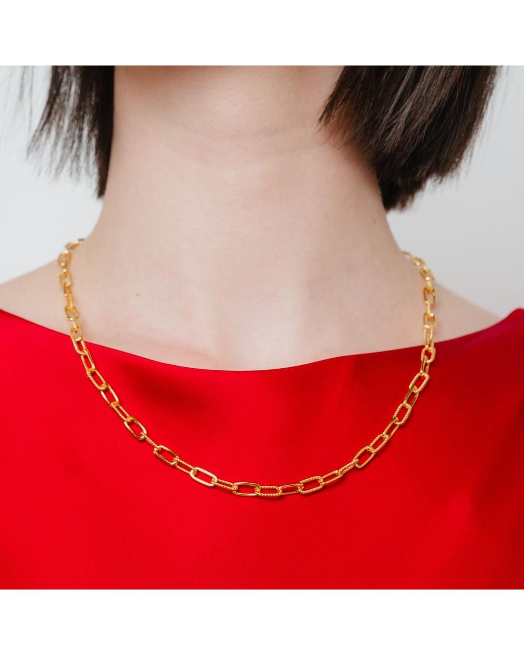 Nazzar Metallic Twist Paperclip Chain Necklace
