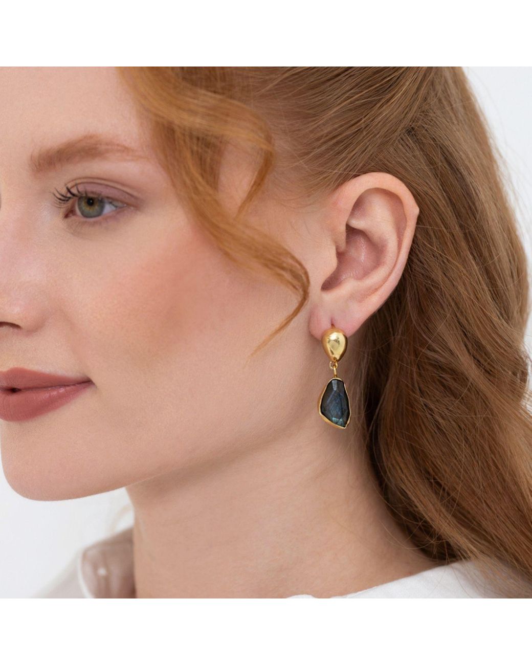 LINYA JEWELLERY Metallic Natural Labradorite Earrings