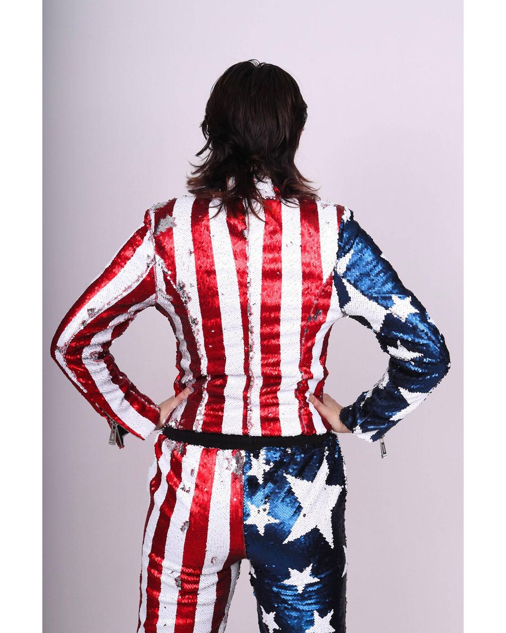 Any Old Iron Red Sequin Stars & Stripes Joggers