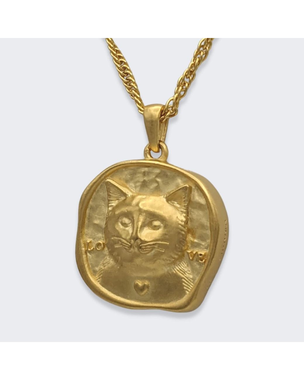Frenvyrn Metallic Lars Reversible Cat Coin Necklace, Vermeil for men