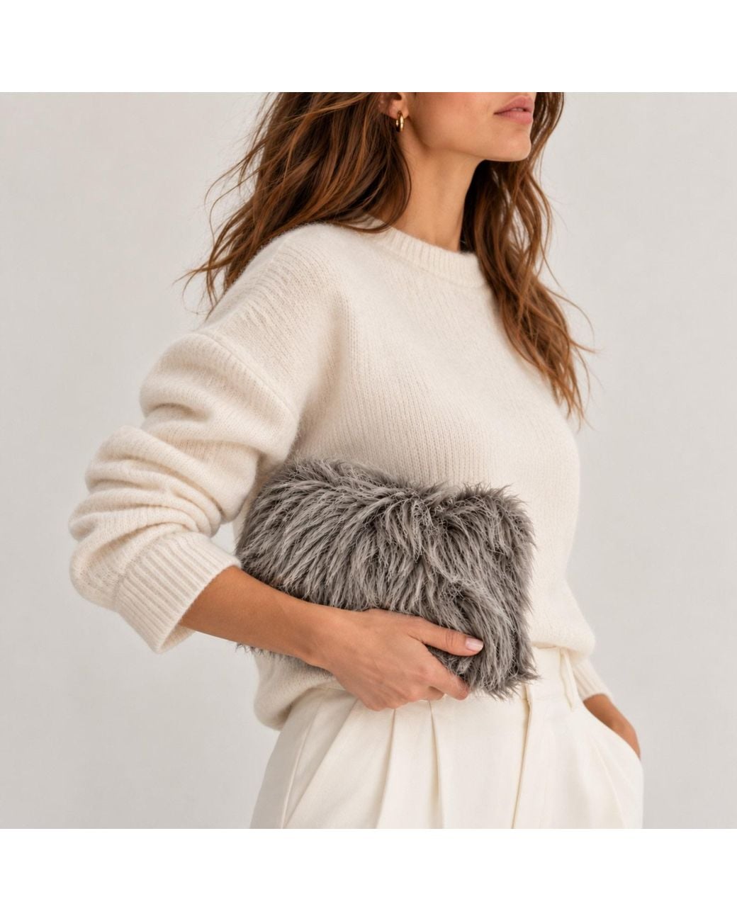 Nuvv Collection Gray Hand Made Clutch Bag