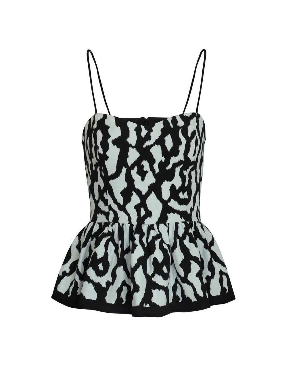 2KStyle Black Kate Animal Print Jacquard Peplum Top