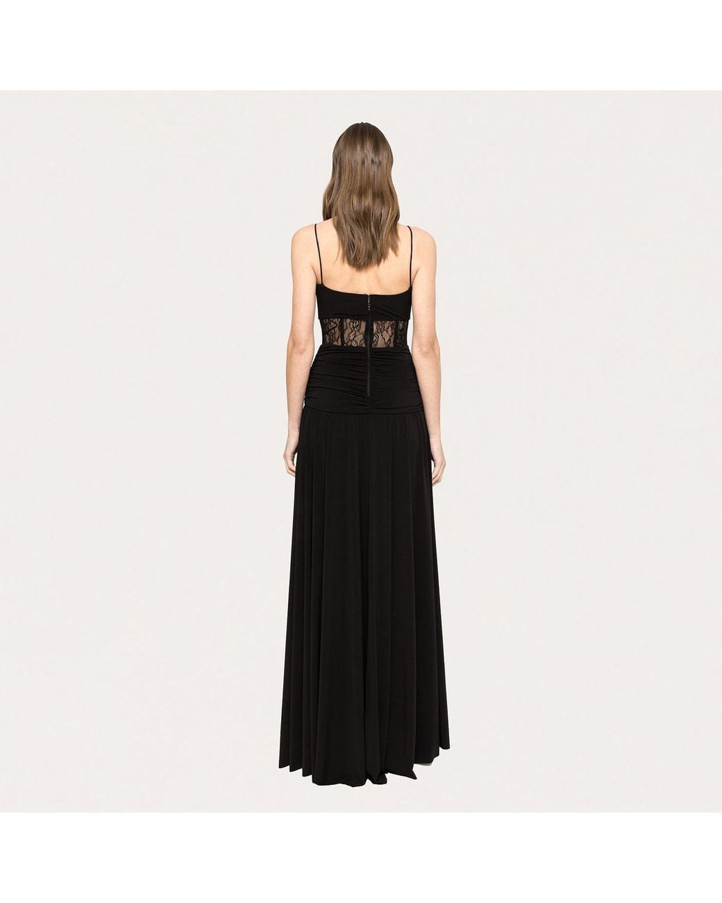 Nissa Black Floral-Appliqué Jersey Maxi Dress
