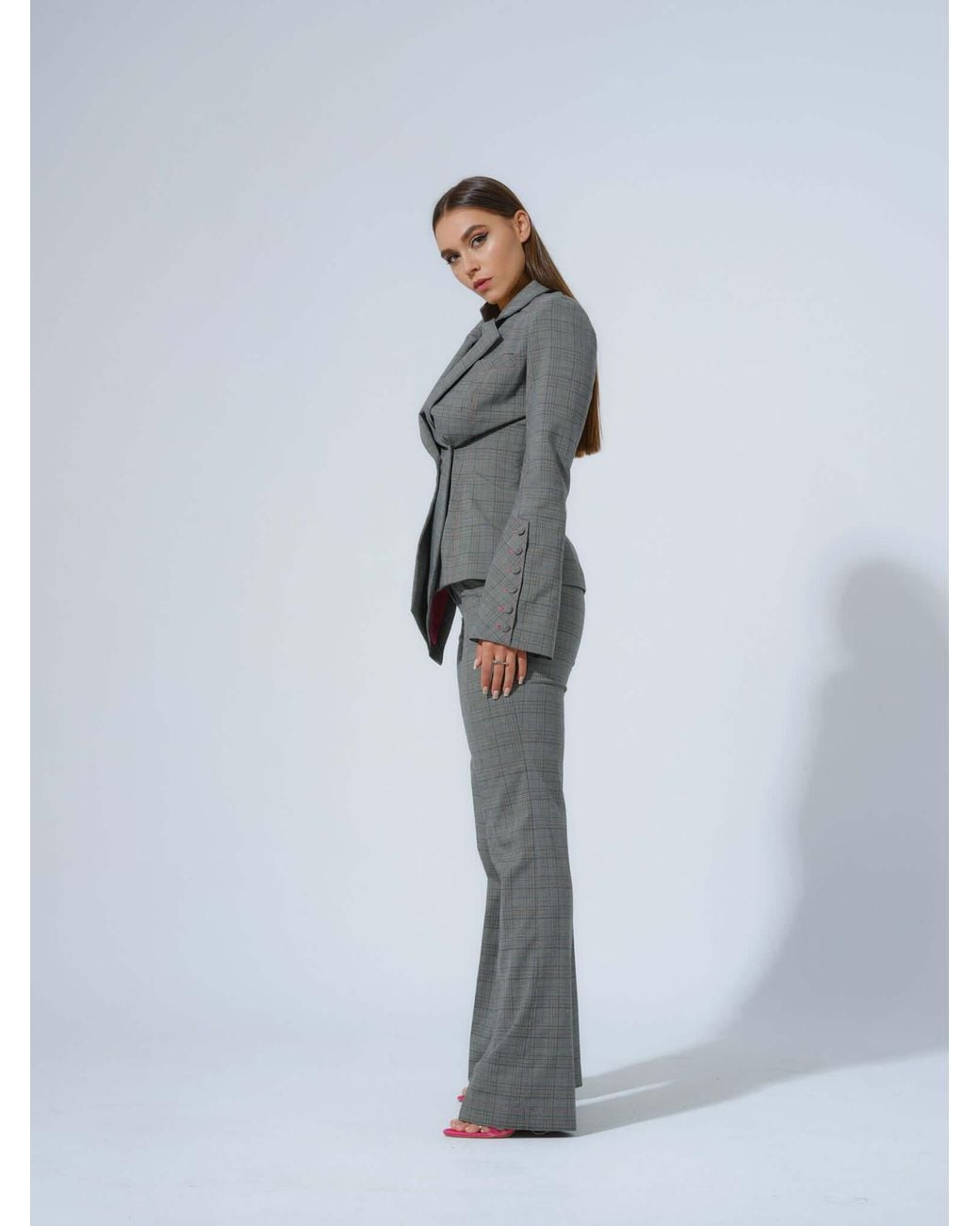 Tia Dorraine Gray Get Down To Business Tailored Asymmetric Statement Blazer