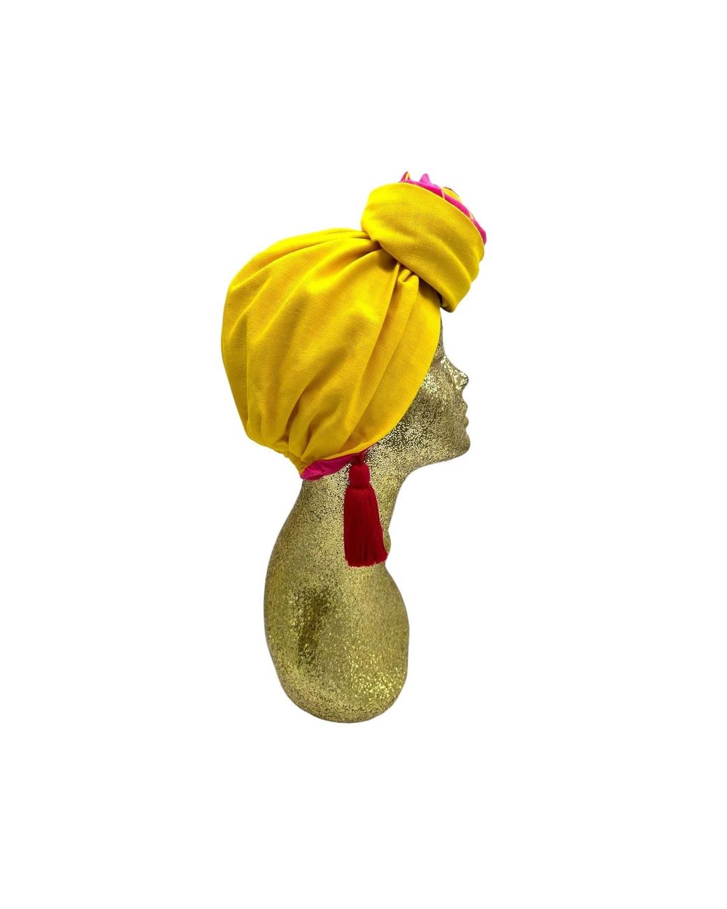 Julia Clancey Pink Edith Sunshine Reversible Tassel Linen Turban
