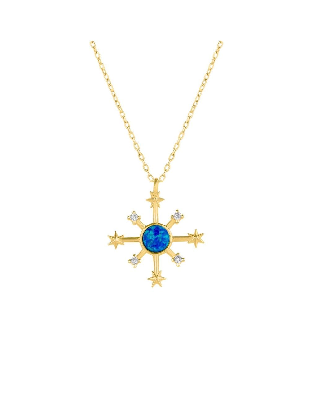 Spero London Metallic Opal Ship Wheel High Quality Sterling Pendant Necklace