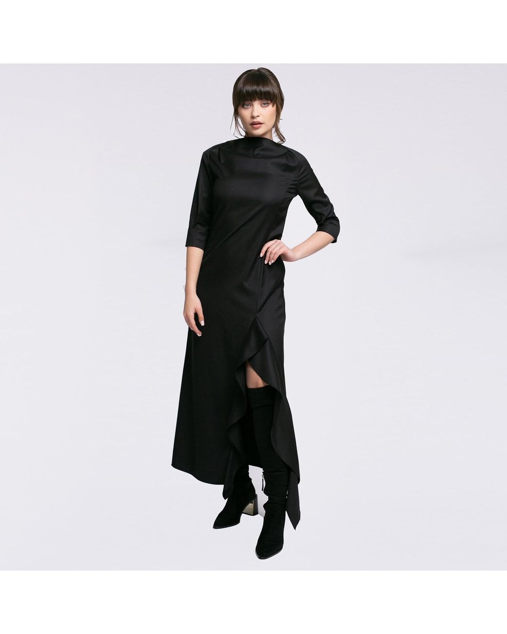 Larisa Dragna Black Mystique Long Slit Dress