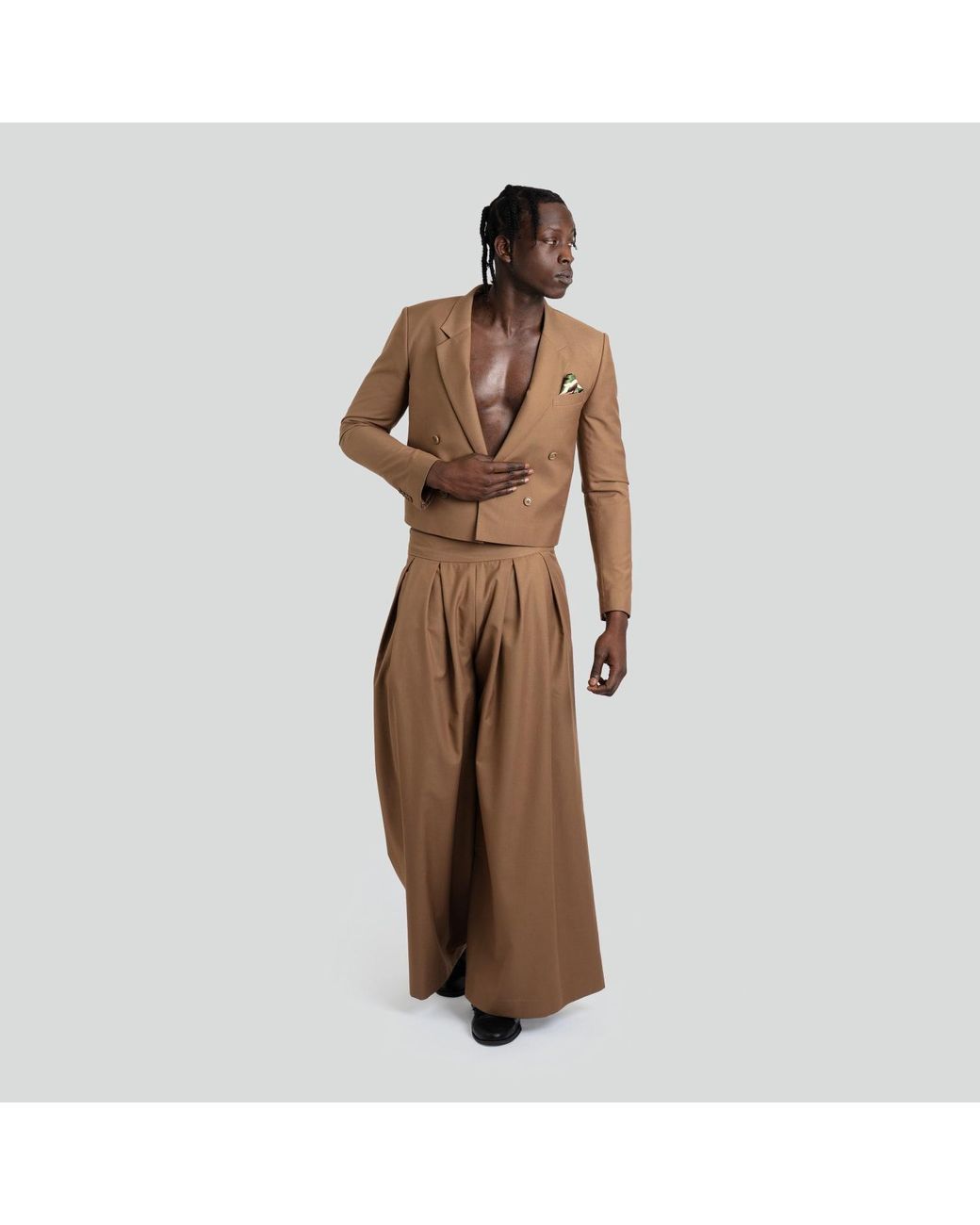Maui X Lolita Brown Bastien Tan Cropped Blazer for men