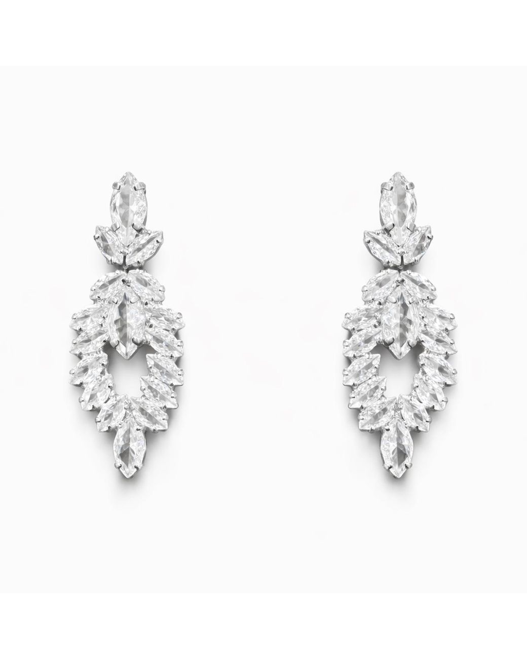 Maison De Gala Metallic Leaf Crystal Drop Earrings