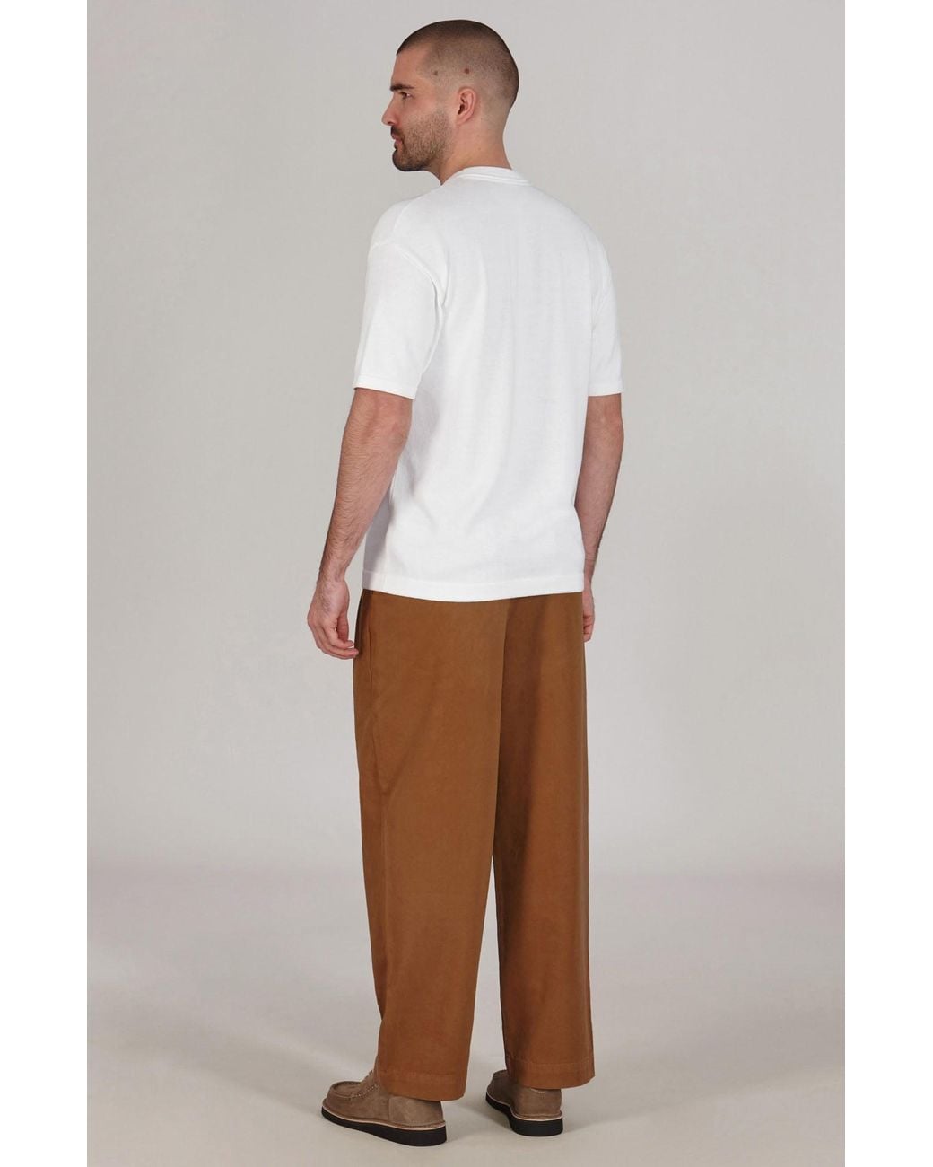 Paul James Knitwear White Lightweight Cotton Ewann Oversized Knitted T-Shirt for men