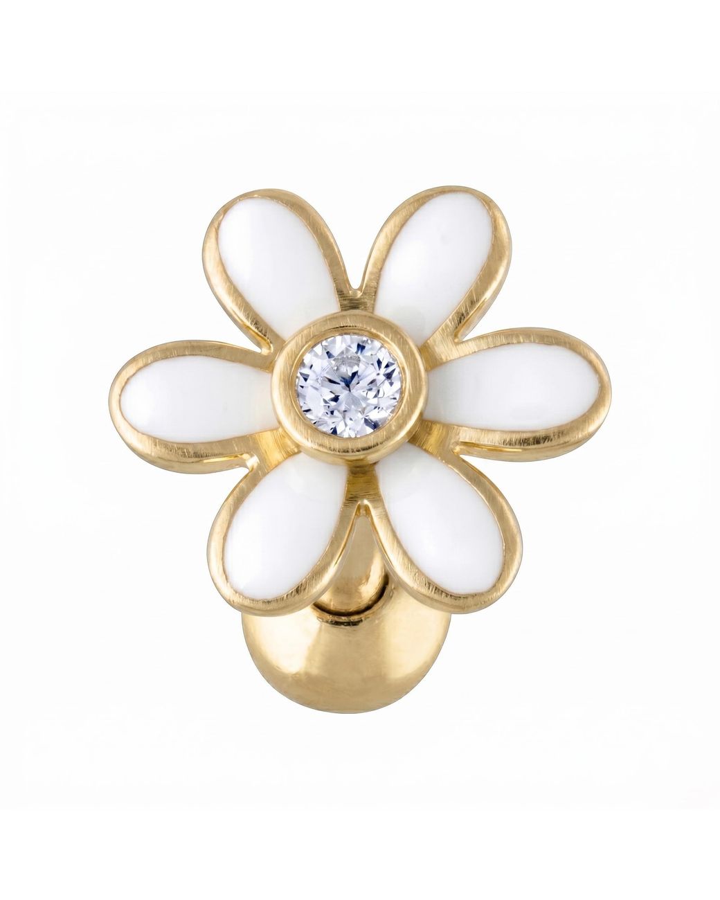 Zahav Jewelry Metallic 14K Solid 16G 6Mm Clover Flower Cz Cartilage Earring