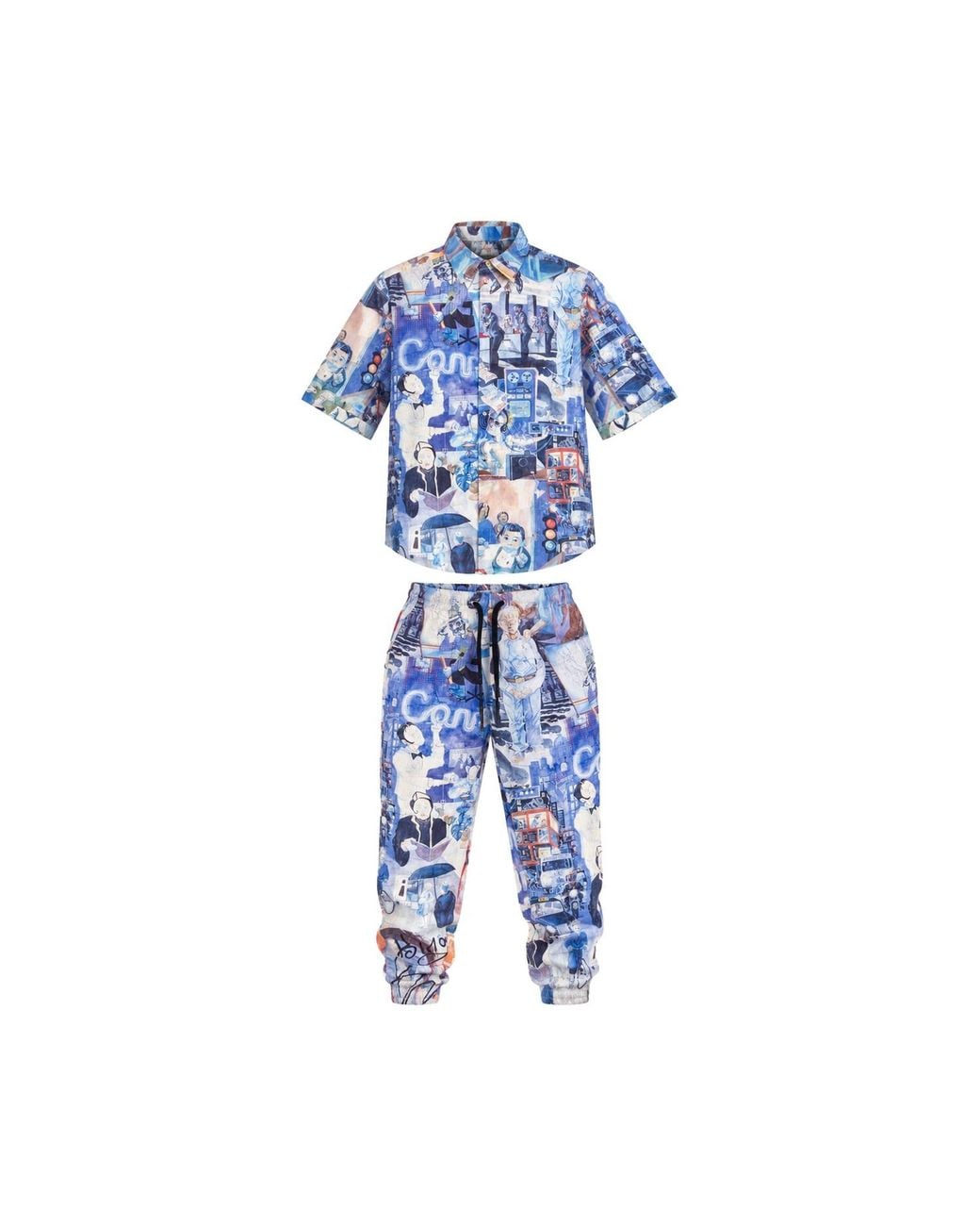 mysimplicated Blue Short Sleeve Shirt And Trousers Set