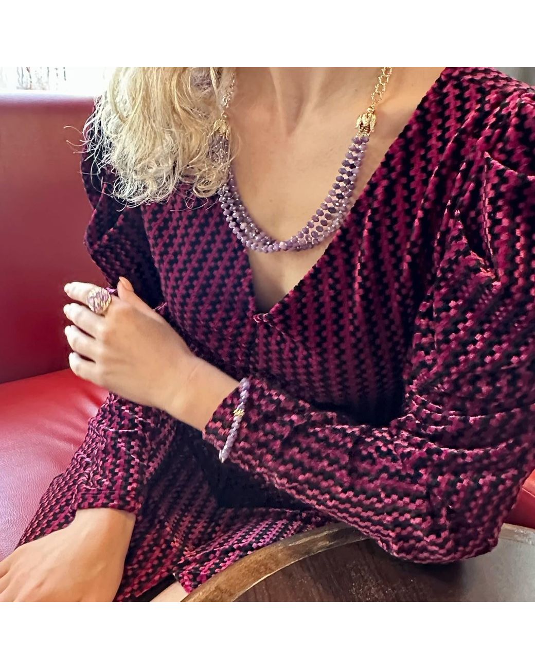 Farra Metallic Amethyst Adjustable Bracelet