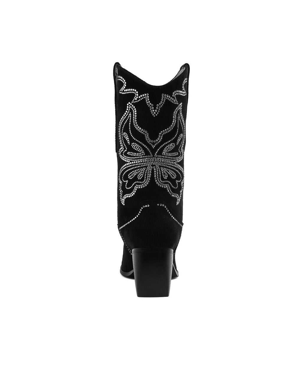 Rag & Co Black Latafa Rhinestones Embellished Cowboy Boots