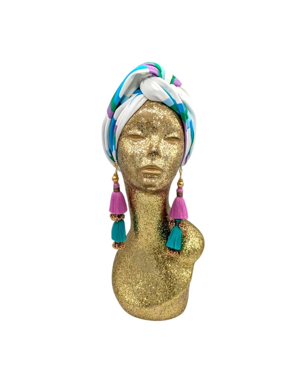 Julia Clancey Blue Azure Link Grande Organic Didi Dorado Reversible Turban