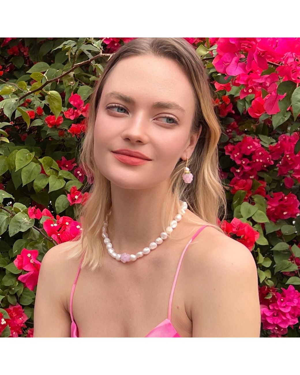 Farra Pink Raspberry With Freshwater Pearls Earrings