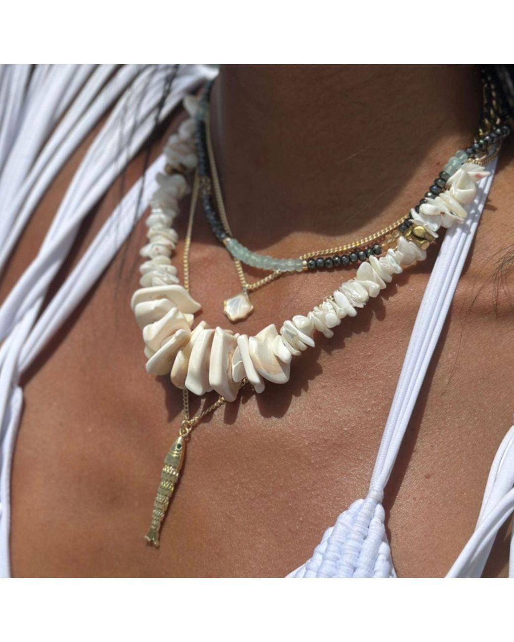 Rachel Nathan Metallic Neutrals Coral Bouquet Necklace
