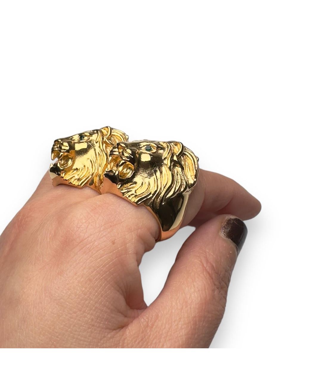 Jagged Halo Jewelry Metallic Lann Lion Head Ring Stainless Steel Plated for men