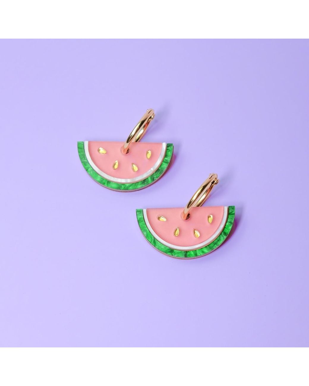 By Chavelli Green Watermelon Slice Hoop Earrings