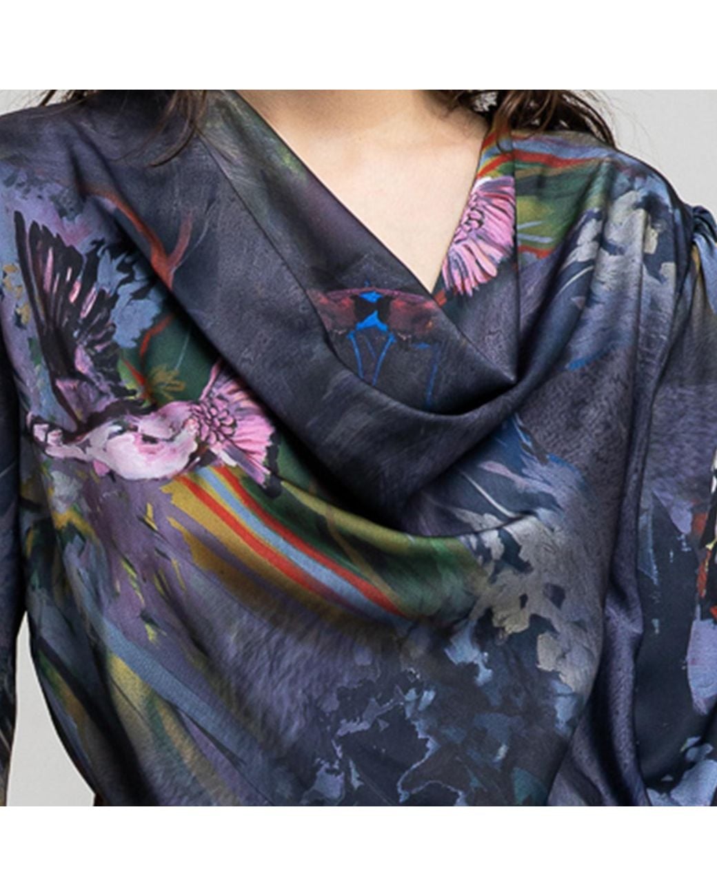 ARTISTA Blue Serena Cowl Neck Blouse
