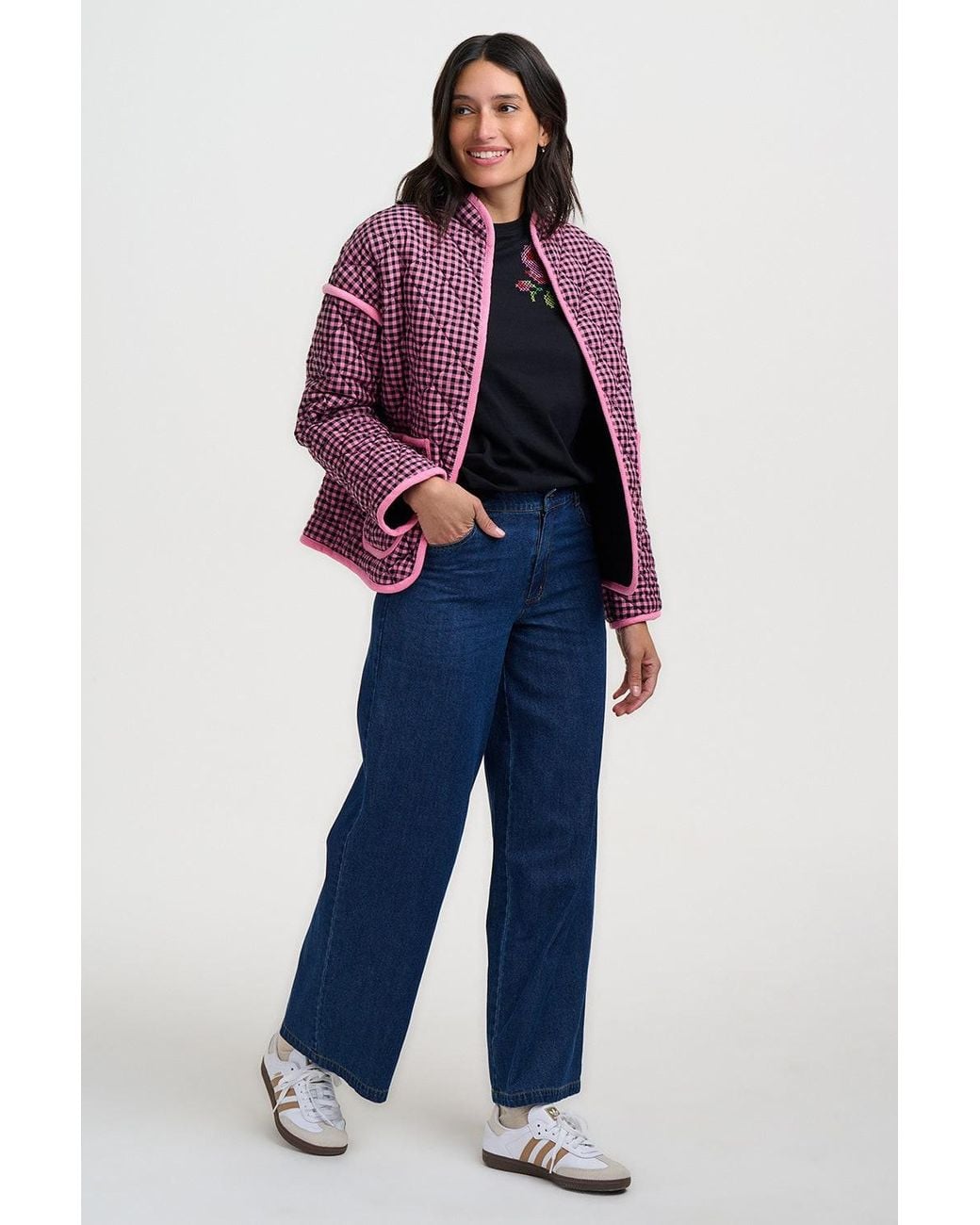 Sugarhill Purple Elowen Quilted Jacket Rose Gingham
