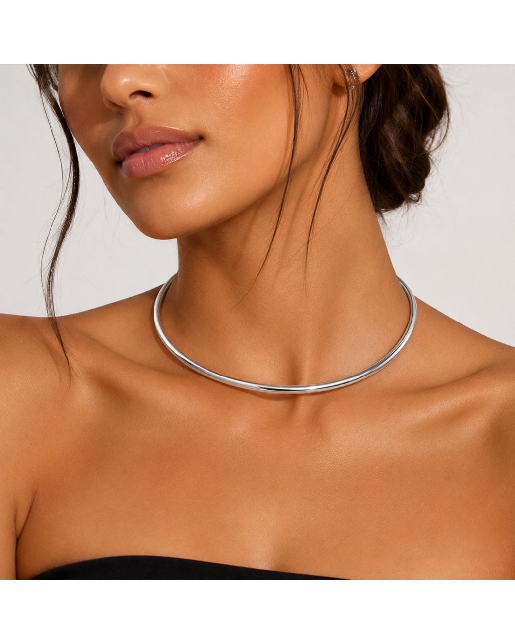 Jagged Halo Jewelry Metallic Halo Collar Rhodium Plated Stainless Steel