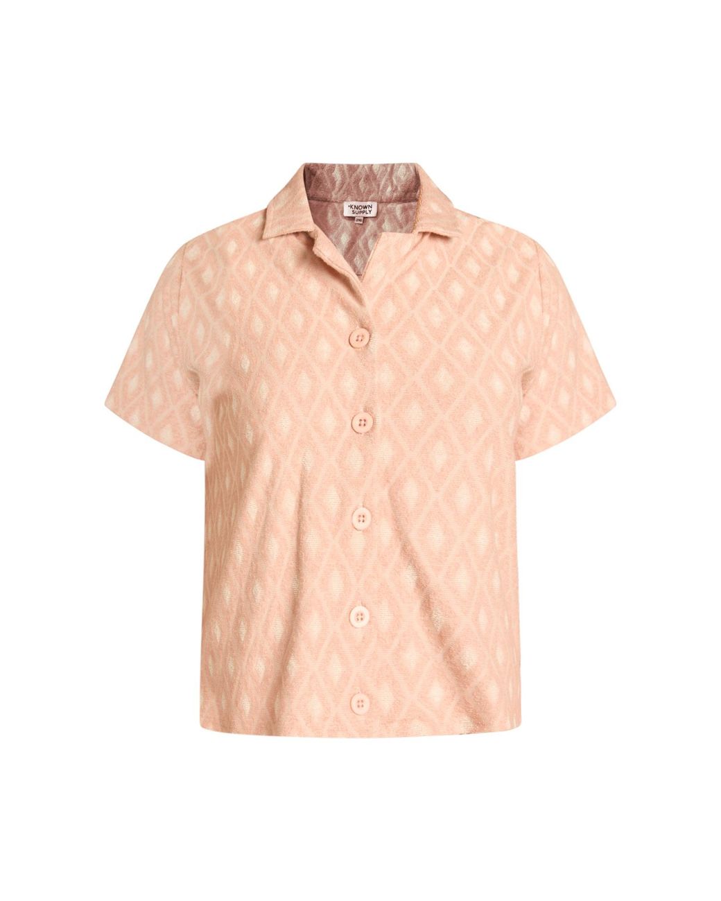 Known Supply Pink Terry Cotton Button Up Shirt