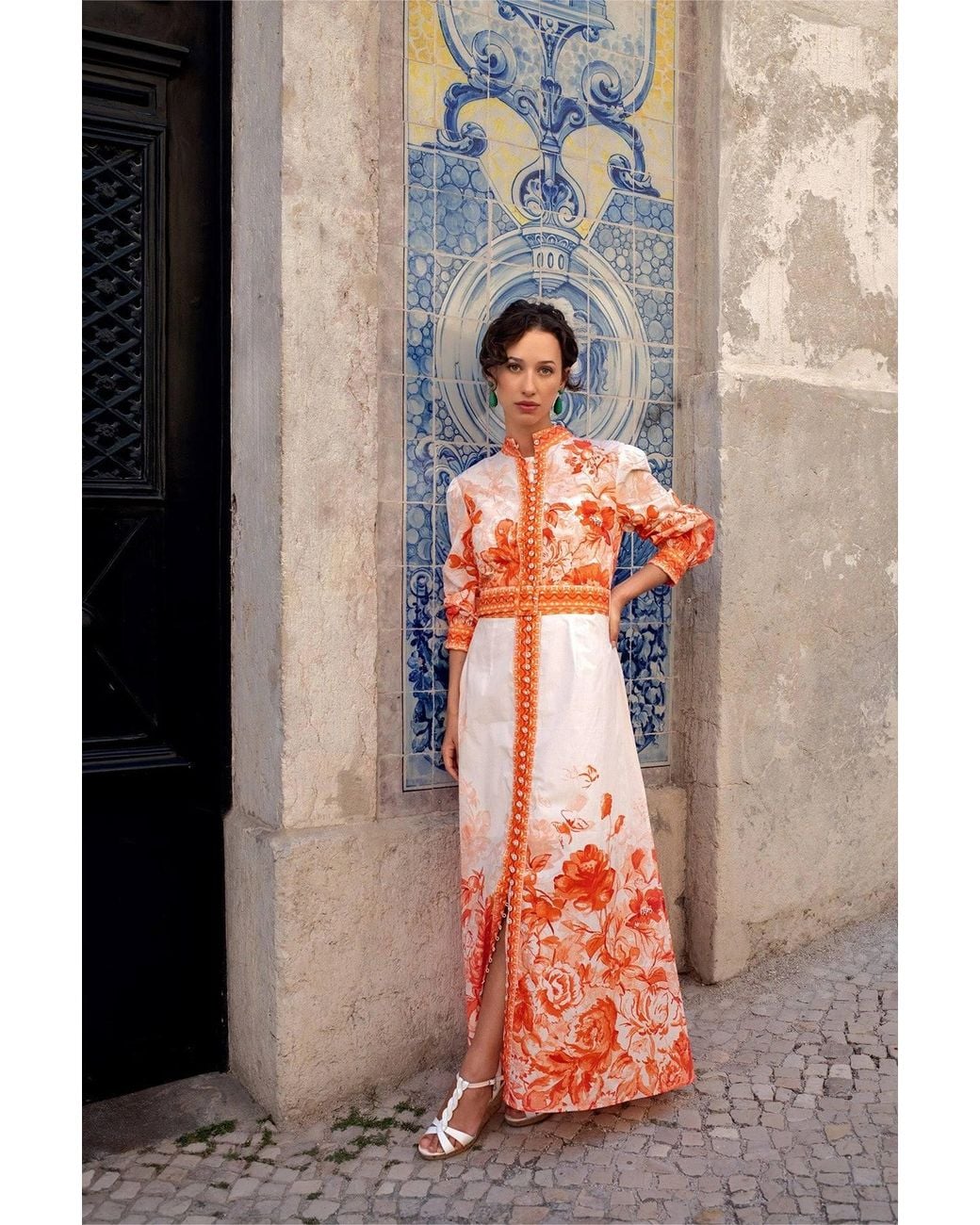 Raishma Orange Cora Printed Dress