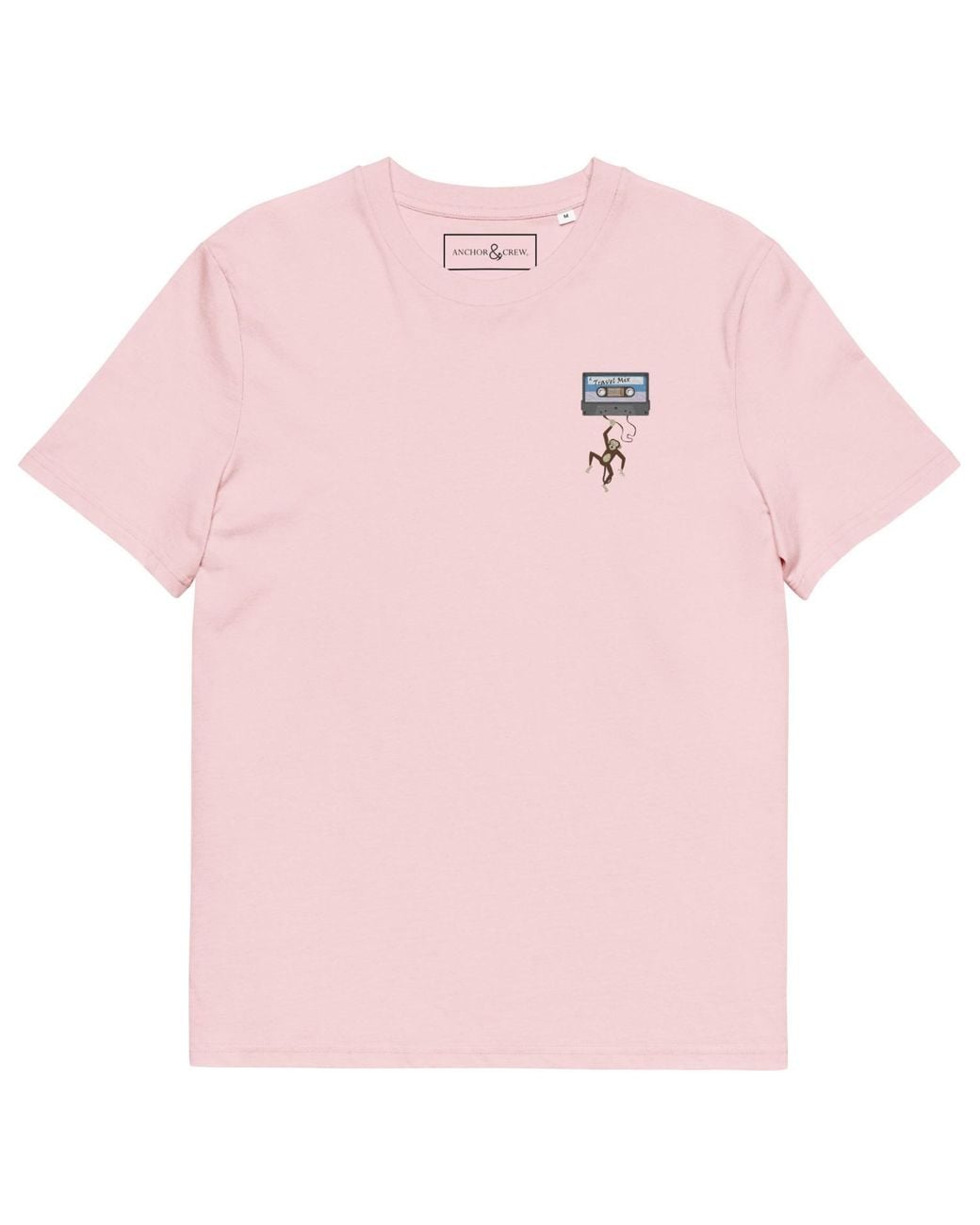 Anchor and Crew Pink Cotton Cassette Monkey Organic Cotton Embroidered T-Shirt