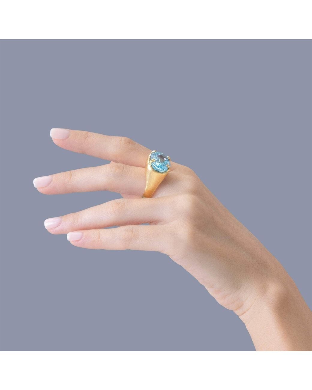German Kabirski Blue Tethys Plated Ring With Natural Oval Cut Topaz