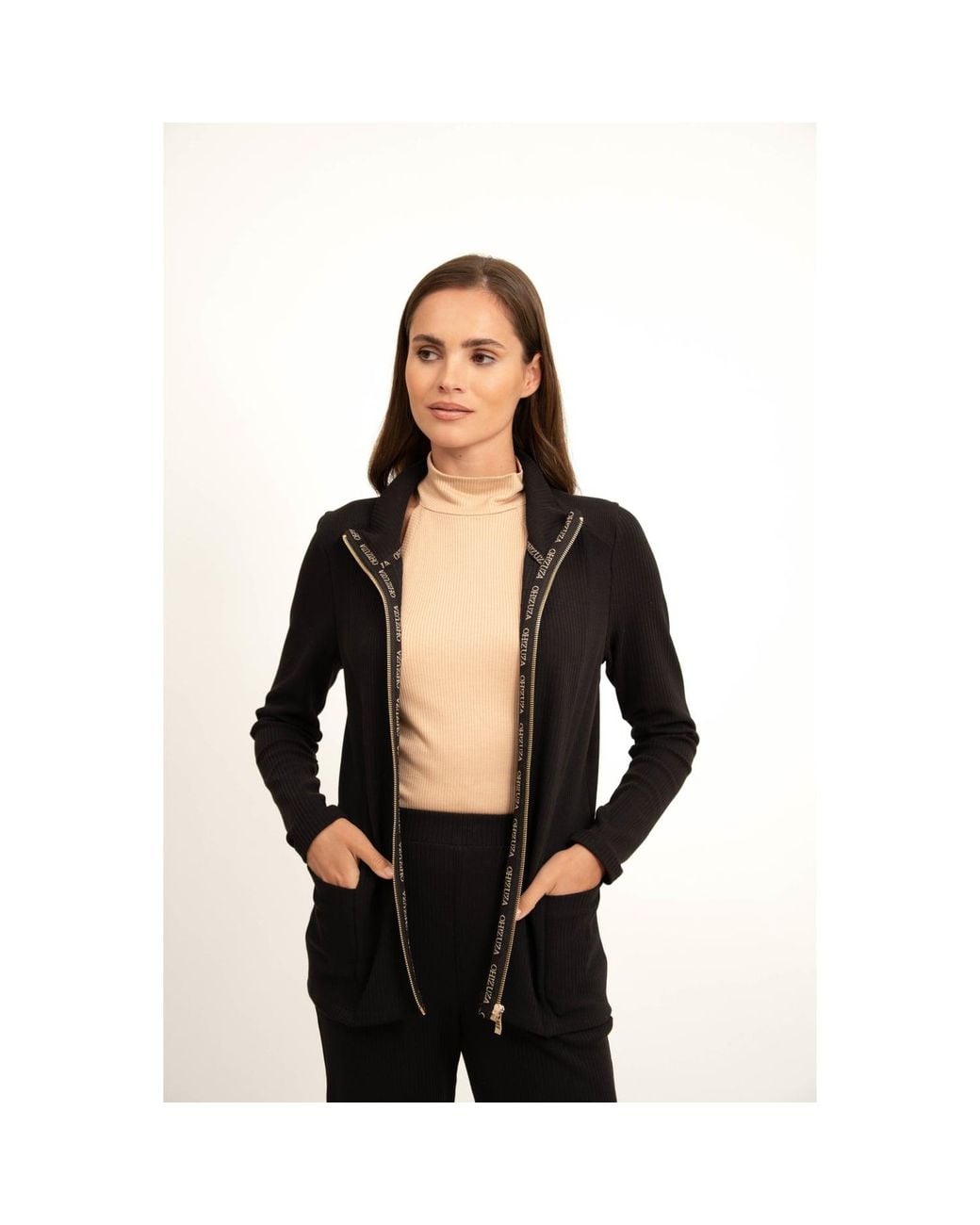 Oh!Zuza Brown Neutrals Ribbed Viscose Halterneck Top