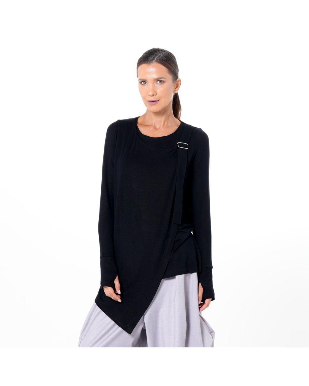 Metamorph Blue Asymmetric Long Sleeve Top