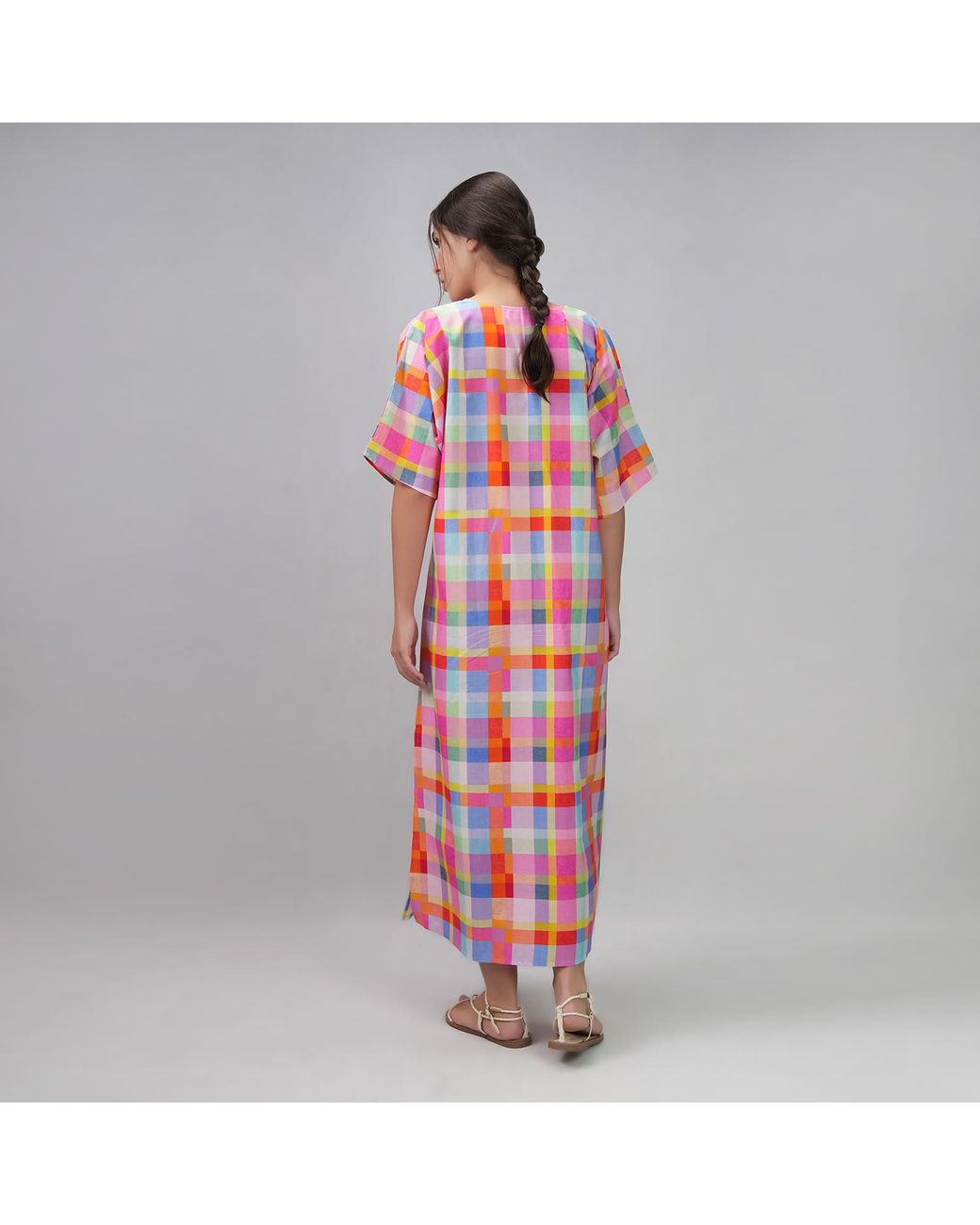 DHARA SHETH DUBAI Red Palette Picnic Long Kaftan Dress With Side Slit