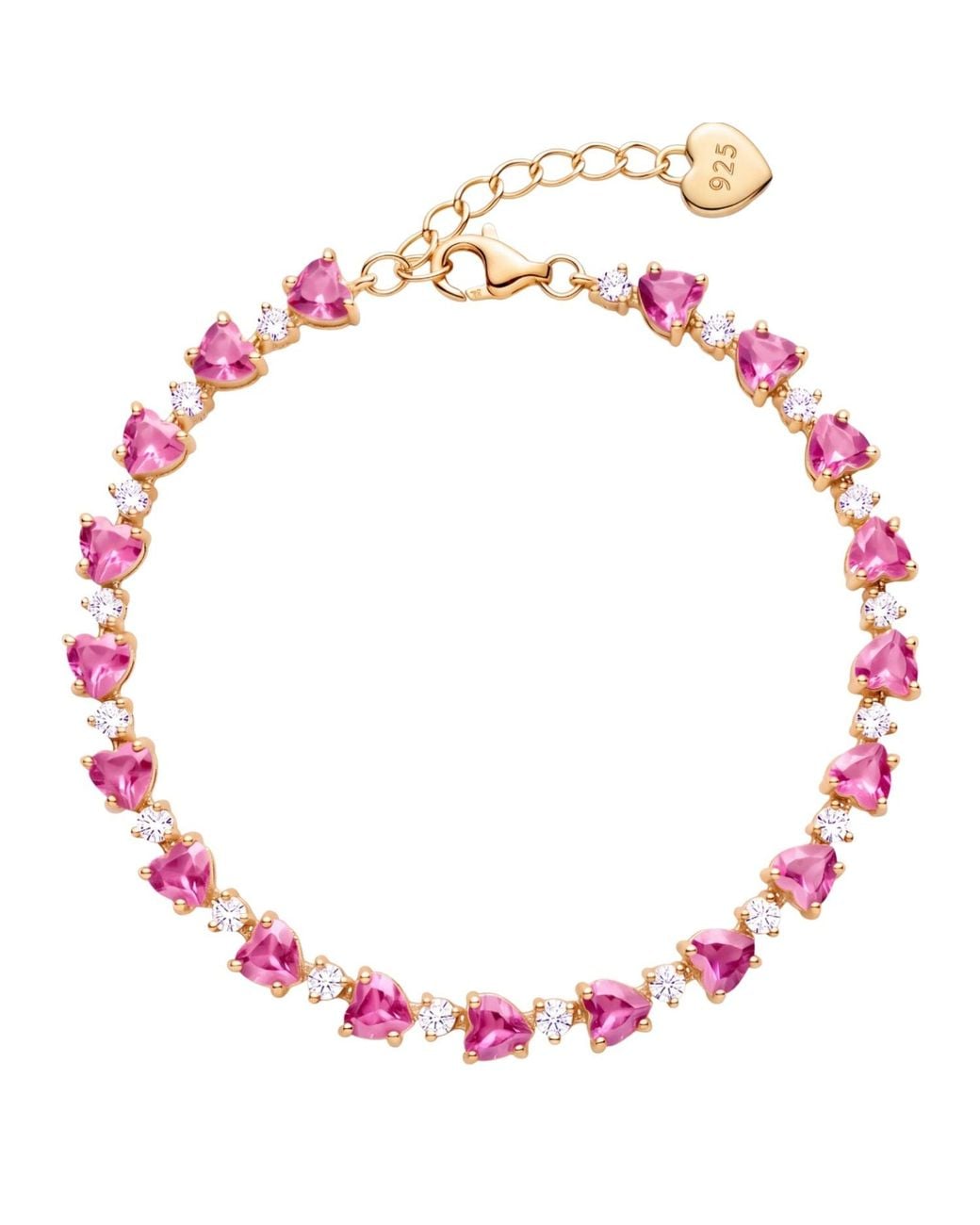 Latelita London Red Asscher Cut Heart Tennis Bracelet Ruby
