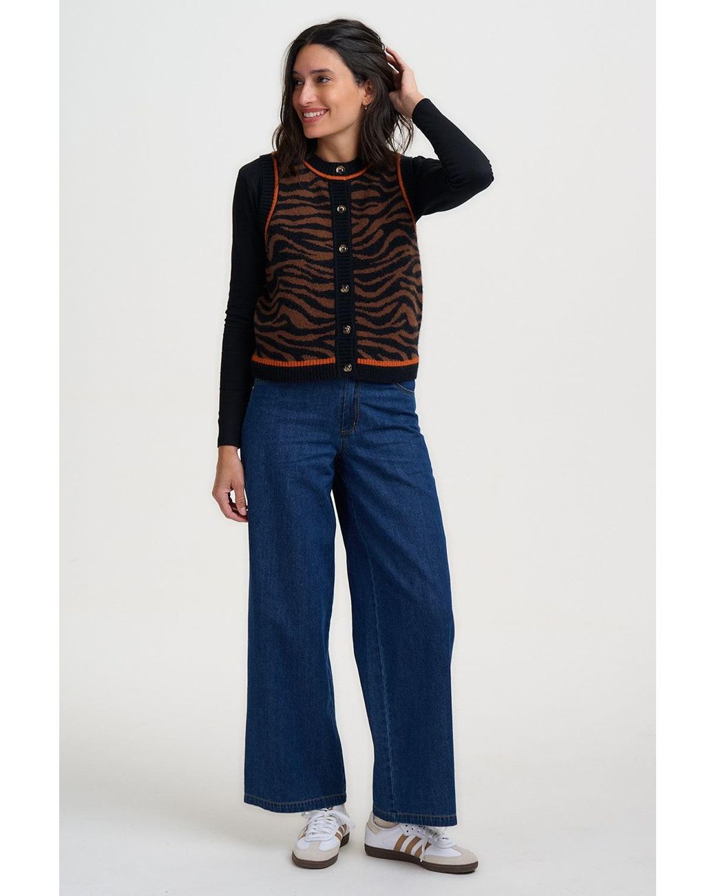 Sugarhill Black Natalie Knit Vest Tiger