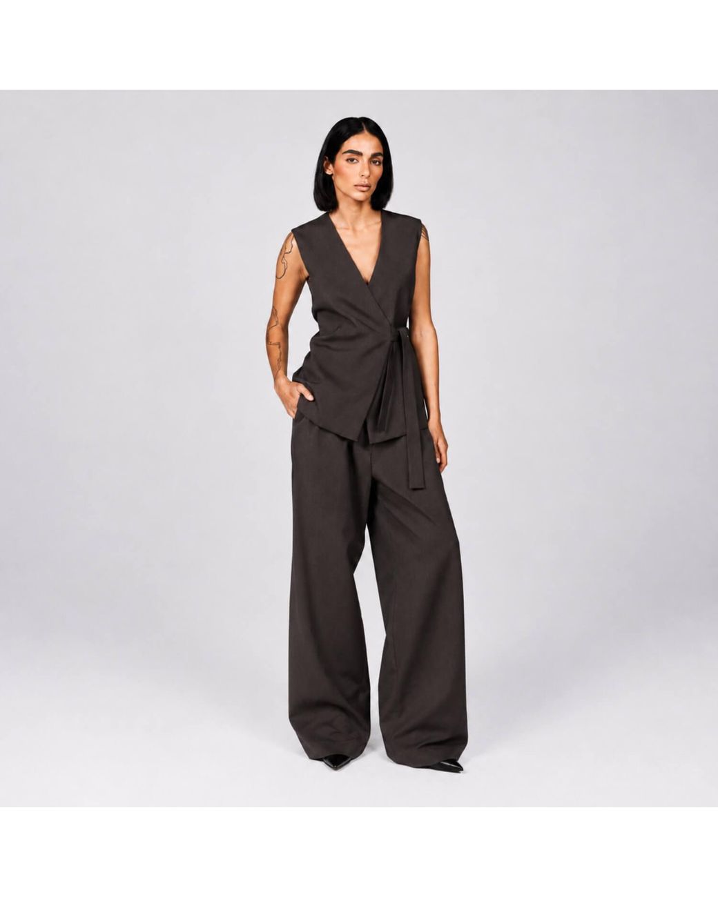 Elamins Brown Wide-Leg Trousers