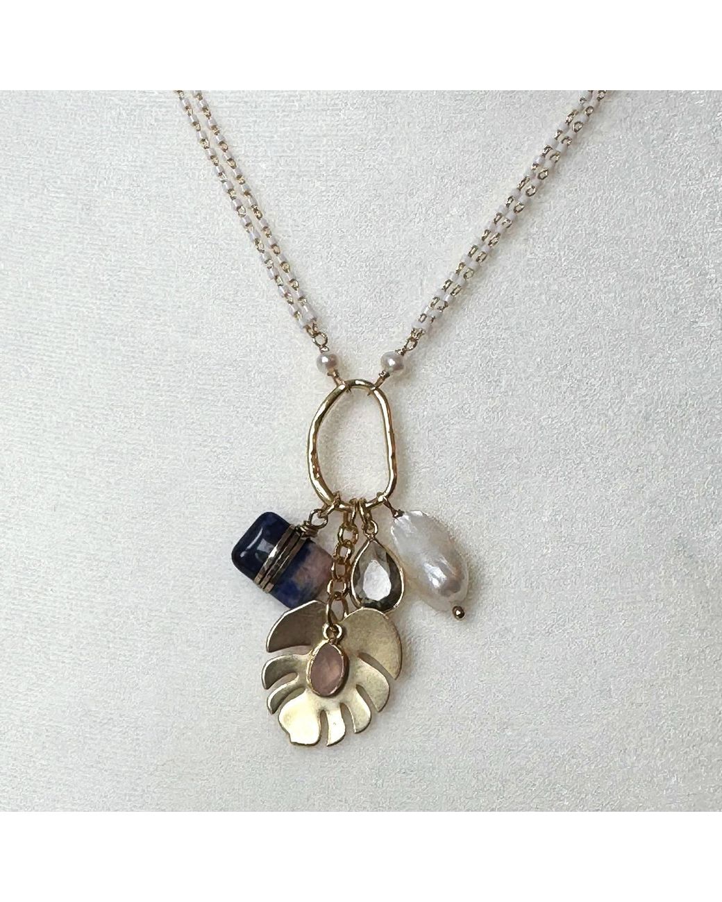 Rare Matters Jewelry Metallic Radiance Charm Sodalite Necklace