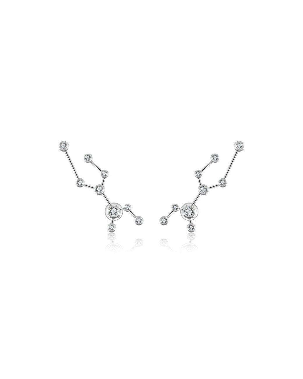 Genevieve Collection Metallic Virgo Zodiac Constellation Earring 18K & Diamond