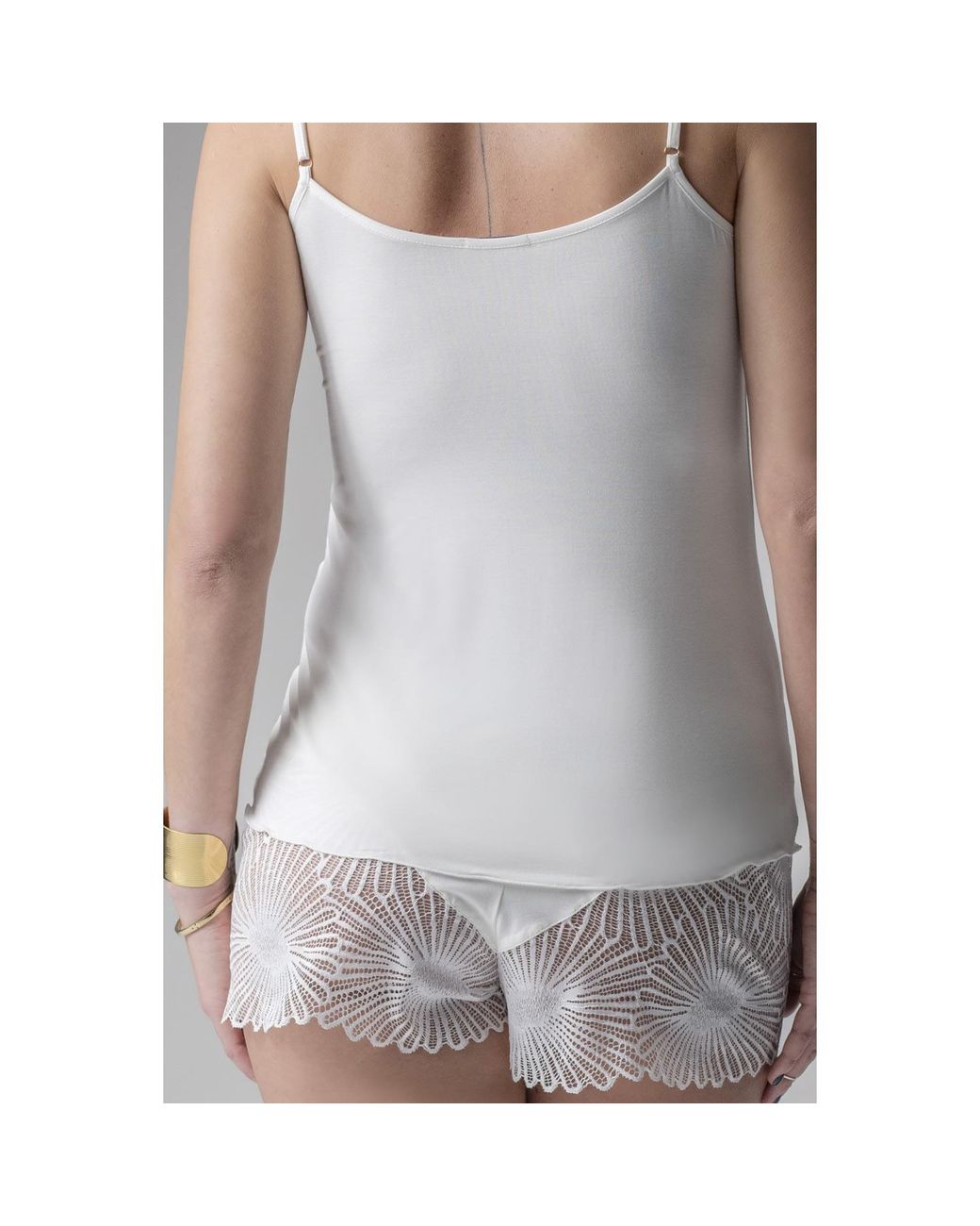Oh!Zuza White Amelia Viscose Short Pyjama Set Lace for men