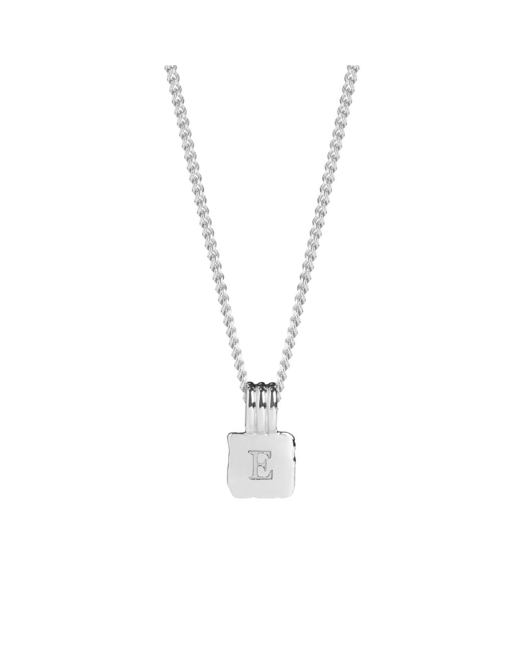 Muru Metallic Mini Initial Square Charm Necklace