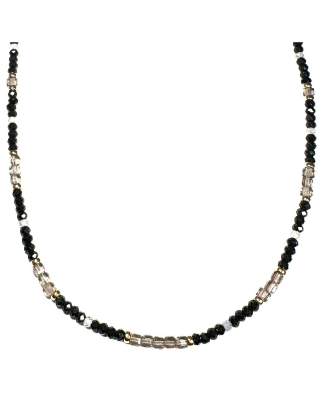 Rachel Nathan Brown Neutrals Spinel & Iced Obsidian Necklace