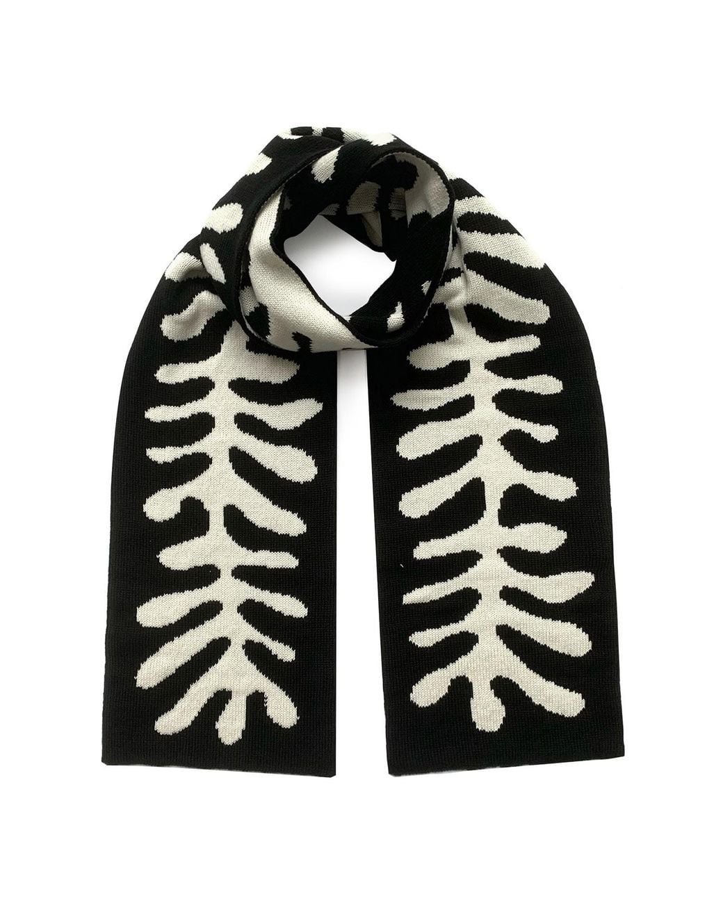 INGMARSON Black Organic Shape Wool & Cashmere Scarf